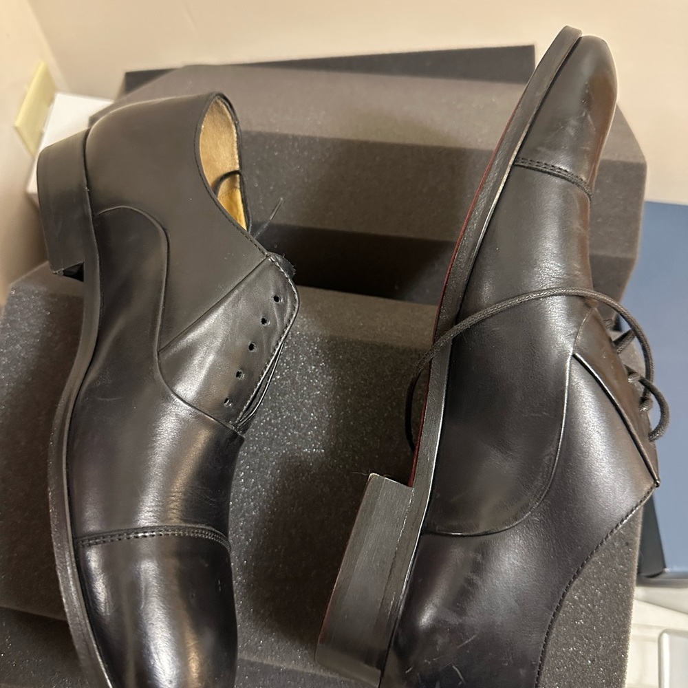 Men’s Elegant Black Leather Men's Oxfords - Picture 7 of 9